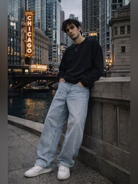 Musinsa Standard Premium Light Wash Wide Leg Denim Jeans Size 40 NWT